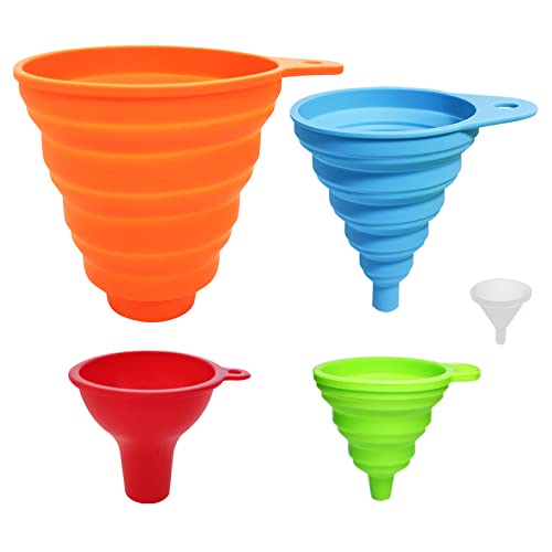 Voxmude Küchen Trichter Set, 5-teilig, Silikon, zusammenklappbar