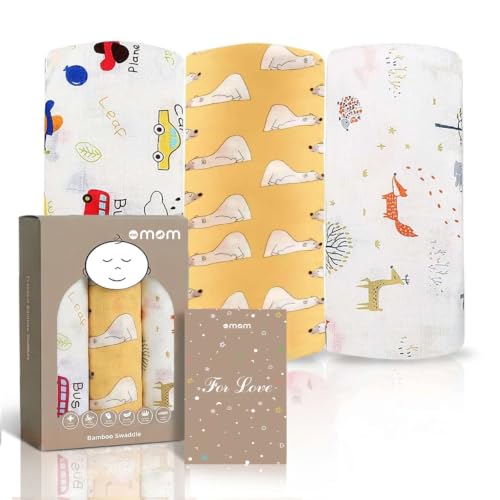 Image of DOTMOM Pure Organic Bamboo Swaddle Wrap Softer Than Cotton Muslin Swaddlers for Newborn Baby Receiving Blanket & Wrappers | Baby Towel Gift Pack for Newborn Babies 120X120 CM, 0-18 Months, Pack of 3