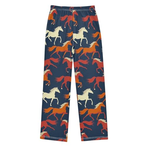 Colorful Silhouettes of Horses Cute Pajama Pants, Soft Sleepwear Lounge Pants Pajama Pj Bottoms for 6-14 Years