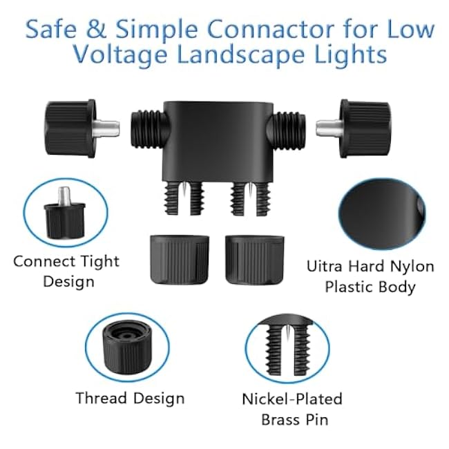 NETEHA 12 Pack Low Voltage Wire Connectors, 12-20 Gauge Landscape Light Cable Connector for Landscape Lighting, Garden Pathway Lights, Outdoor LED Lights