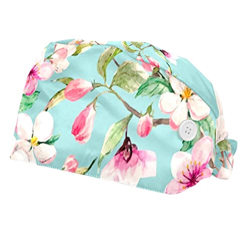 Chapeaux de travail unisexes anti-transpiration à motif grue aquarelle et fleurs - Lot de 2