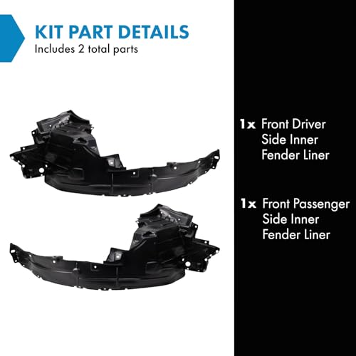 Image of TRQ Front Inner Fender Liner Set Compatible with 2015-2017 Nissan Versa Note NI1248156 NI1249156