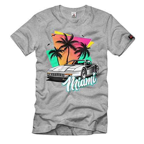 T-shirt d'été pour passionné automobile vintage motif voiture de sport 80s gris XL