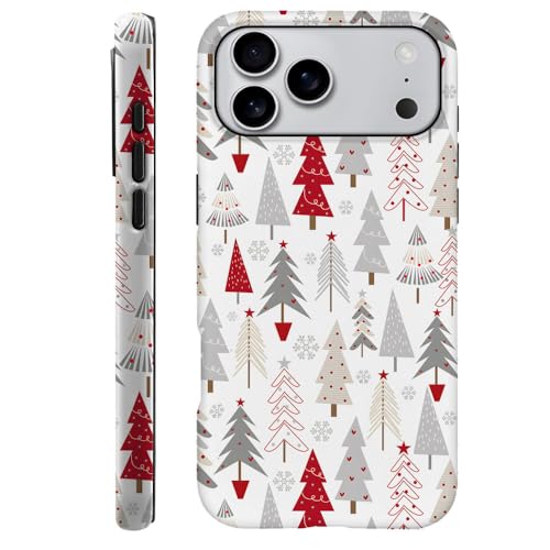 SEized Case Compatible with iPhone 18 Pro Max/iPhone 17 Pro Max,Red White Christmas Tree Pattern Phone Case Dual-Layer Hard Shell Cover for Girl Women Boy Men