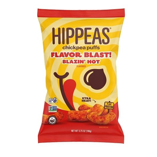 Hippeas Blazin' Hot Flavored Chickpea Puffs, Extra Hot, Non GMO, Gluten Free, 3.75 Ounces (Pack Of 12)