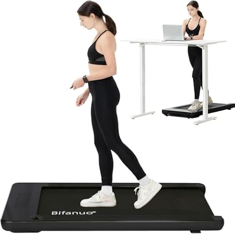 Binfanuo Under Desk Treadmill, 2.25HP Walking Treadmill with 265lb Weight Capacity, Portable Walking Pad Design, Desk Treadmill for Home Office with IR Remote Control（Black Without Handrail） Cover