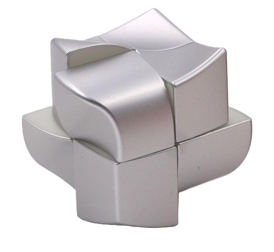 Image of YJ YuanFang 2x2 Shape Mod Speed Cube | Metallic Silver Wave Design | Unique 2x2x2 Shape Modification for Collectors and Puzzle Enthusiasts