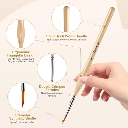 Image of 10 pcs Miniature Detail Paint Brushes Set - Precision Round & Filbert Brushes for Miniature, Model Painting, Watercolor & Figurines - Fine Tip Artist Brush Kit with Ergonomic Handle (Wood)