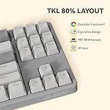 A.JAZZ AK873-75% Wired Klawiatura do Gier-TKL 80% Hot-Swap Klawiatura Mechaniczna Red Switch-Spiralny USB C Kabel-RGB 87 Keys PBT Keycaps-Zdejmowana Magnetyczna Pokrywa for PC/Mac-Ciemnoszary