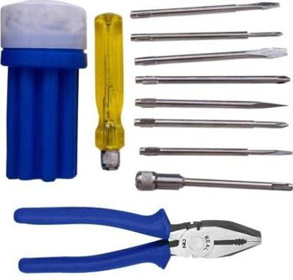 JMD TOOLS SET OF 10 Blue Plier And Screwdriver Set Blue | Power & Hand Tool Kit (10 Tools)