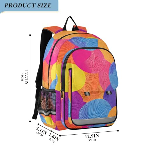 personalized kids backpacks for girls 8-12： adjustable book bags for middle school in assorted colors - abstract colorful Ball yarn2