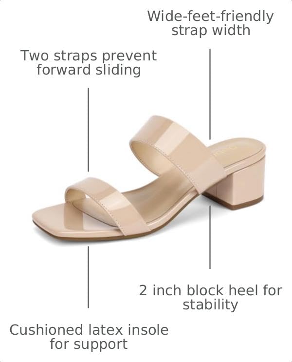 Image of DOBOLIN Two Strap Women's Heels 2-Inch Dressy Sandals Wide Feet Friendly