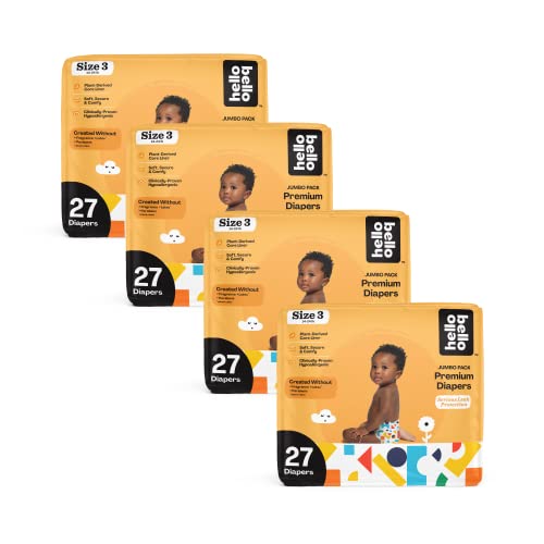 Image of Hello Bello Premium Baby Diapers Size 3 I 108 Count of Disposeable, Extra-Absorbent, Hypoallergenic, and Eco-Friendly Baby Diapers with Snug and Comfort Fit I Building Blocks