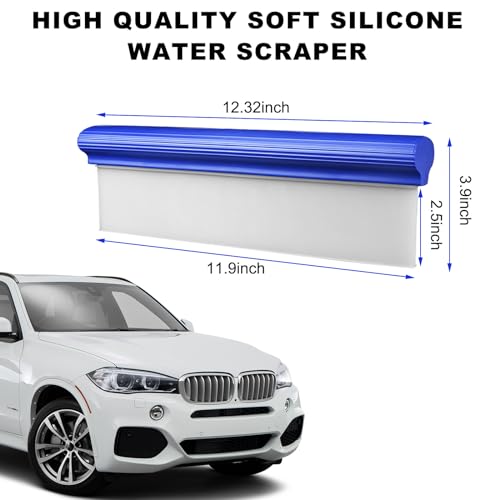 Ohleats Professional Car Handheld Blade Squeegee, 12.3 inch 3-Layer Silicone T-Bar Water Blade, Automotive Water Wiper for Car Drying, Universal Quick Drying Flexible Squeegee Wiper