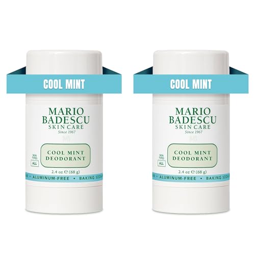 Mario Badescu Deodorant Infused with Skin-Loving Botanicals | Aluminum and Baking Soda-Free | Keeps Underarms Fresh All Day | For Daily Use | Cool Mint | 2 Pack