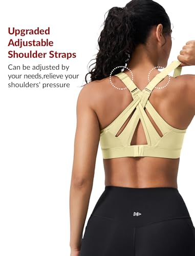 Image of Yvette Women's High Impact Sports Bra for Running | High Support, No Bounce, Large Bust, Pickleball, Gym Workout, Adjustable Straps, Crisscross Back, Wireless, Sewn in Pads