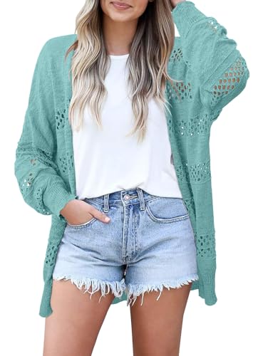 Image of Magritta Women's Cardigans Long Sleeve Summer Boho Top Knitted Sweater Spring Clothes Ladies Cardigan UK Green, 22-24