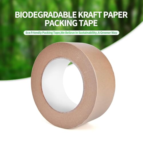 Image of SECUREMENT Paper Tape Plain Biodegradable Green Recyclable Craft Tape (50 mtr length) (3 inch INCH, 6 Tape Rolls)