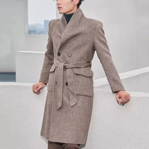 Double-sided Cashmere Coat Men's mid-length Double-breasted Bathrobe collar Woolen coat3