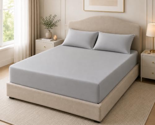 Comfy Nights 100% Egyptian Cotton Fitted Bed Sheet (Double Grey)