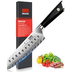 SHAN ZU Damascus Chef Knife Santoku Knife 7 Inch Professional Multifunction Kitchen Knives, 67 Layers Damascus Stainless Steel 10Cr15CoMoV Super Sharp Cooking Knife with G10 Handle/Gift Box