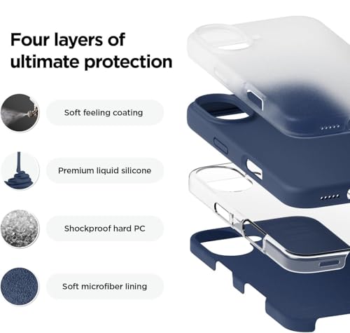 Image of SBMS Liquid Silicone Case for Apple iPhone 16 6.1-Inch, Silky-Soft Touch Full-Body Protective Phone Case, Shockproof Back Cover Case Pouch for iPhone 16 (Navy Blue)