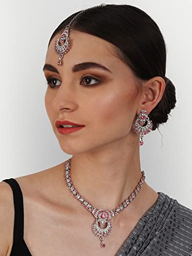 Image of Atasi International Delightful Rhodium Silver Plated Alloy Choker Necklace Set For Women