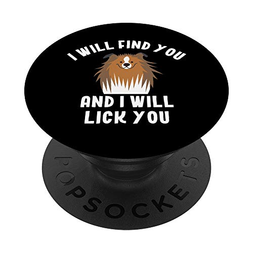 Te encontraré y te lamer perrito divertido perro collie PopSockets PopGrip Intercambiable Cover