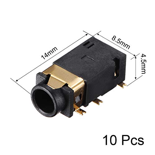 Conector de audio jack de 3,5 mm uxcell hembra de 6 pines PJ-311D para PCB pack de 10 piezas 2