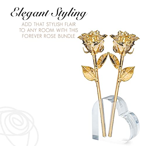 Image of Forever Rose 24K Gold Dipped Real Rose, Acrylic Heart & Gold Box