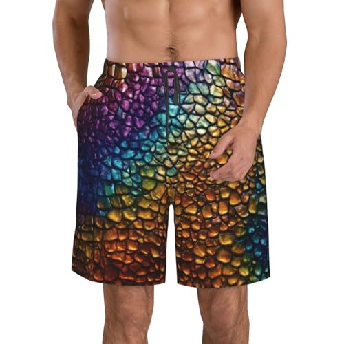 Pantalones cortos de playa con estampado clásico de piel de serpiente, ligeros, transpirables, para actividades al aire última intervensión, Blanco, L
