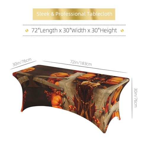 Housse de table stretch imprimee citrouille infroissable pour fete - 7