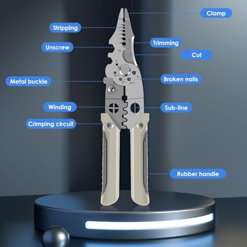 Image of All in 1 Multifunction Stainless Steel Wire Stripper /Wire Crimping Tool, Wire Cutter, Wire Crimper, Cable Stripper, Wiring Tools (All in 1 wire stripper)