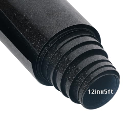 GTUFOTE Glitter Heat Transfer Vinyl for T Shirts 12 x 5 FT Glitter Black Iron on Outlast 50+ Washes Black Glitter Iron on Vinyl Glitter HTV Vinyl for All Plotters No Residue Easy to Cut & Weed