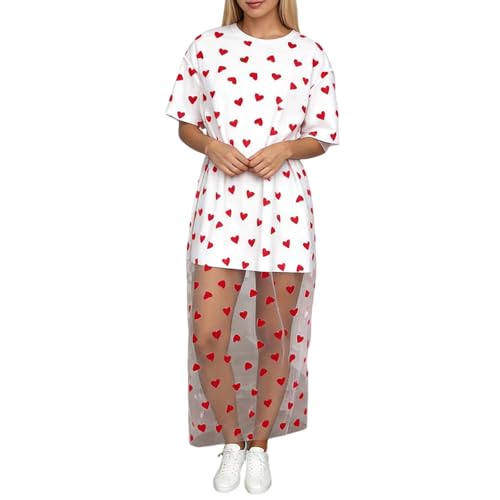 Robe midi élégante femme avec empiècement en maille cœur pour l'été