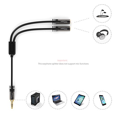KabelDirekt (0.5 ft) Y Stereo Splitter (1 x 3.5mm Male to 2 x 3.5mm Female )- PRO Series