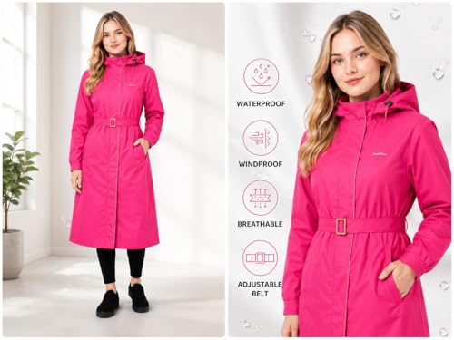 Image of Krystle Women's Waterproof Long Raincoat with Hood & Belt | Full Length Rain Wear Jacket for Monsoon (Multicolor,Multisize)