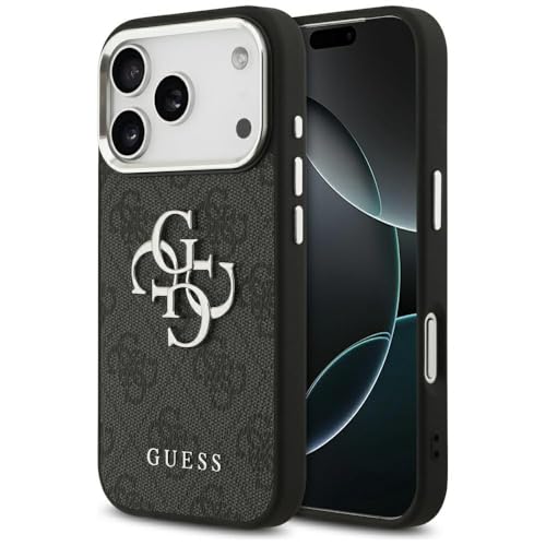 CG MOBILE Guess 4G Grand 4G Classic Logo Coque pour iPhone 17 Pro (noir/argent)