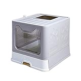 Diseño inteligente cuando la funcionalidad coincide con la visual. El gato entra desde la puerta principal. La puerta delantera tiene un panel de puerta significa un solo sentido. Él decide que el gato solo puede entrar a través de la puerta principal, pero no salir. Por lo tanto, solo puede salir de la parte superior. La parte superior es un diseño de rejilla. La arena para gatos se caerá. Esto resuelve el problema de que no hay arena para gatos alrededor del inodoro.