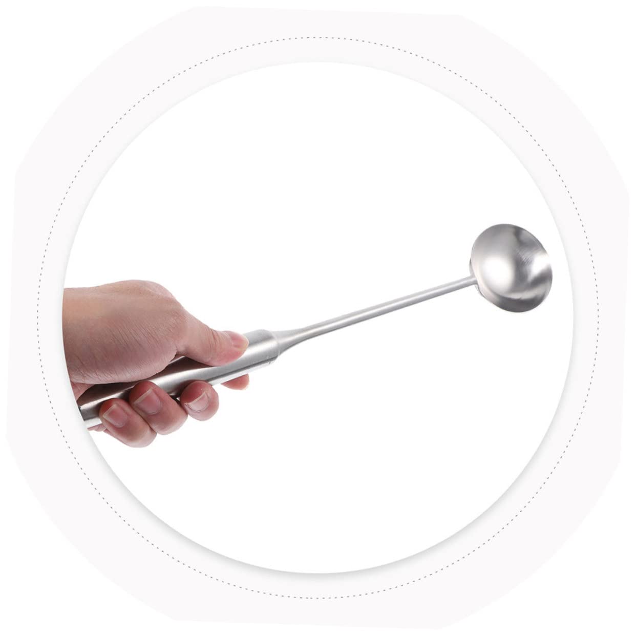 IMIKEYA Cucharón y Resistente a Deformaciones Mango Largo sin Rebabas de Acero Inoxidable Utensilio Adecuado para Restaurantes y Cocinas Profesionales