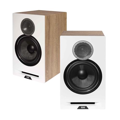 ELAC Debut Reference B6.2 Bookshelf Speakers - (Pair) White Baffle, Oak Cabinet