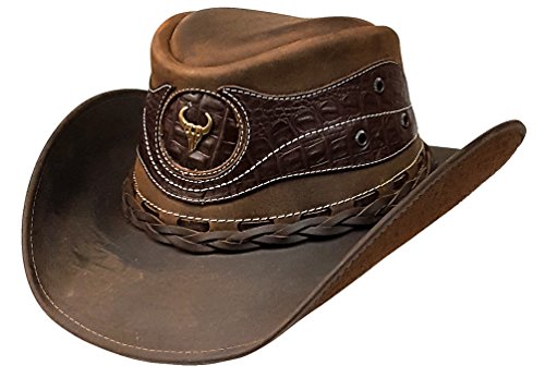 Chapeau cowboy crocodile cuir véritable vieilli d'exception Modestone