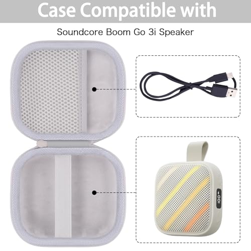 Image of co2CREA for Anker Soundcore Boom Go 3i Portable Bluetooth Speaker Hard Protective Case, Portable Travel Case Replacement (White Case)