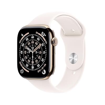 Apple Watch Series 11 [GPS + Cellular 46mm] Smartwatch with Gold Titanium Case with Light Blush Sport Band - M/L. Sleep Score, Fitness Tracker, Health Monitoring, Always-On Display, Water Resistant