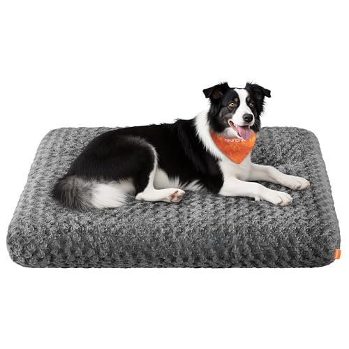 Feandrea Cuccia per Cani, Letto Cuscino per Cani di Grande Taglia, XL, Morbido Tappetino di Peluche, 110 x 73 cm, Imbottitura Soffice, Lavabile, Antiscivolo, Grigio Ardesia PGW293GN01