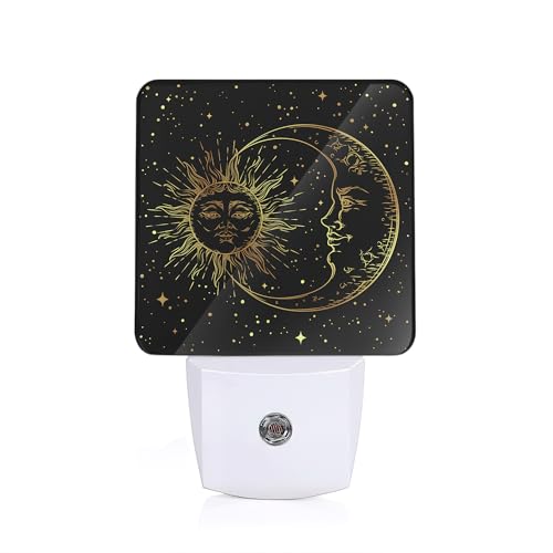Image of Witch Sun Moon Night Light, Zodiac Night Light Plug into Wall with Dusk to Dawn Sensor, LED Lamp Energy Saving Lights for Men Women Boys Girls,Lamp for Bedroom Bathroom Hallway