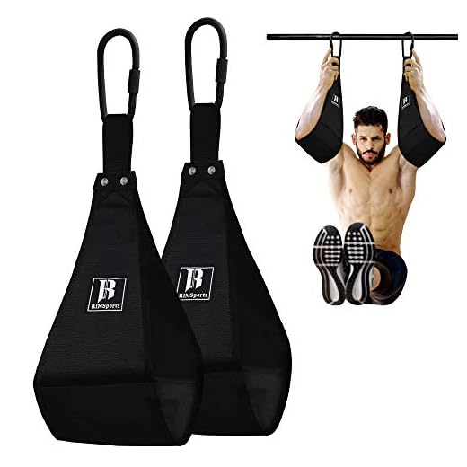 RIMSports Ab Straps for Core Workouts - Heavy Duty Padded Hanging Ab Straps for Pullup Bar - Premium Arm Straps for Ab Workout, Leg Raises, Pullups & Chin up - Exercise Straps with Steel Carabiners