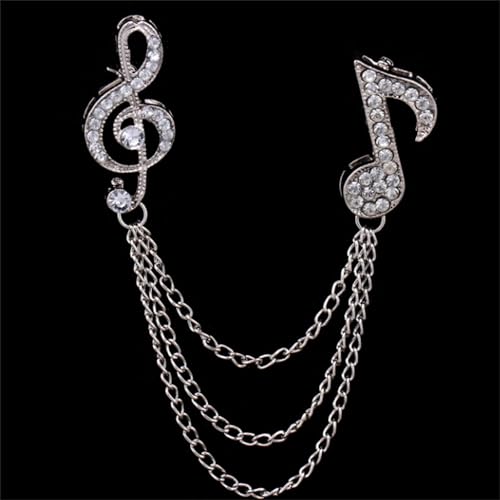 Image of 2PCS Music Note Brooch Pin for Women Dainty Elegant Rhinestone Pearl Note Treble Clef Brooch Musician Party Dance Banquet Clothes Accessorie Jewelry