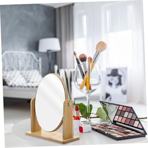 Espejo de maquillaje de madera ajustable para un tocador moderno y elegante 3