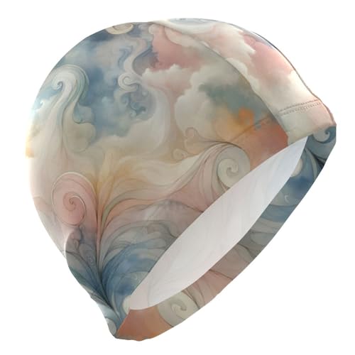 susiyo Abstrat Floral Mens Swim Caps Polyester Swimming Hat for Adult and Youth